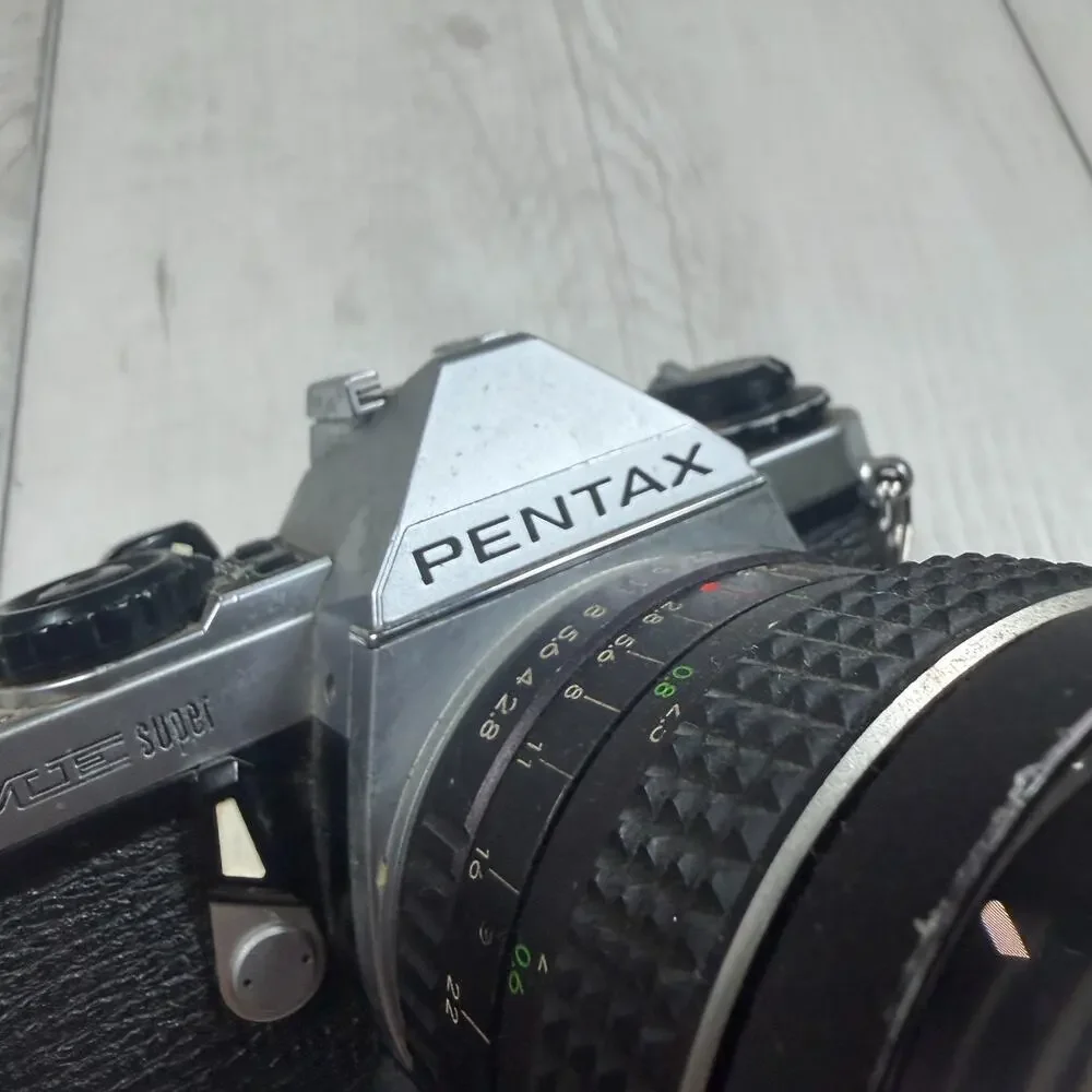 VTG Pentax ME Super 35mm SLR Film Camera Coastar 28mm lens Untested Parts Only